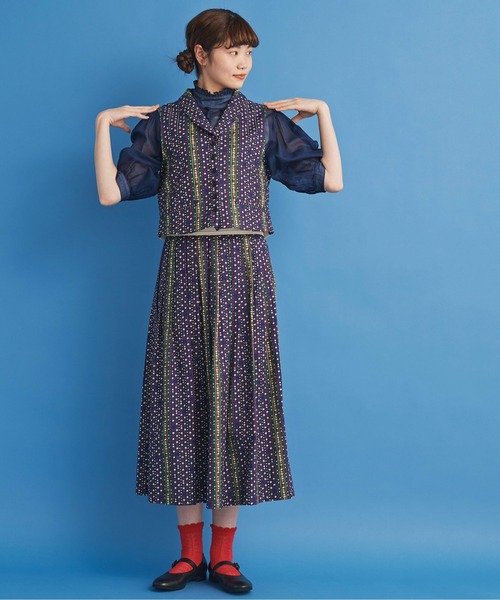 Malle（マル）の「malle 20ビエラ小花ストライプ タックスカート（スカート・レディース・ダークブラウン/ネイビー・FREE）」の17枚目の写真