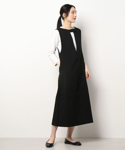 STYLEBLOCK（スタイルブロック）の「カルゼ2WAY深Vネックワンピース（ワンピース・レディース・ベージュ/ブラック/ホワイト系その他・M）」の2枚目の写真