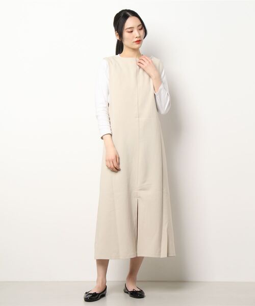 STYLEBLOCK（スタイルブロック）の「カルゼ2WAY深Vネックワンピース（ワンピース・レディース・ベージュ/ブラック/ホワイト系その他・M）」の6枚目の写真