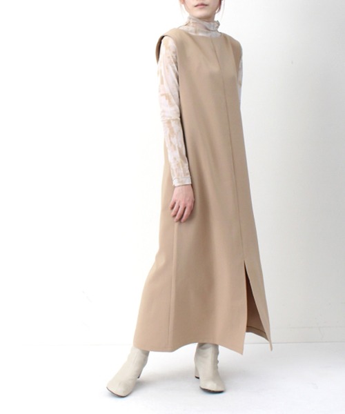 STYLEBLOCK（スタイルブロック）の「カルゼ2WAY深Vネックワンピース（ワンピース・レディース・ベージュ/ブラック/ホワイト系その他・M）」の4枚目の写真