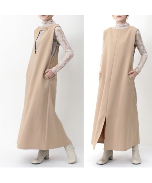 STYLEBLOCK（スタイルブロック）の「カルゼ2WAY深Vネックワンピース（ワンピース・レディース・ベージュ/ブラック/ホワイト系その他・M）」の12枚目の写真