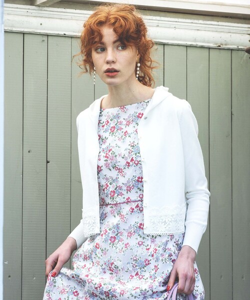 TOCCA(トッカ)の「【洗える!】FLORAL KNIT ニットフーディ(パーカー)」|ホワイト系