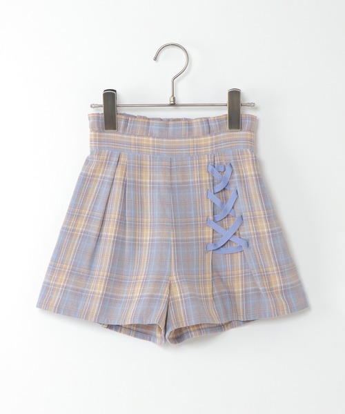 ikka（イッカ）の「レースアップチェック柄キュロット(100~160cm)（その他パンツ・キッズ・ライトグレー/パープル/ダークグレー/グリーン・160/100/110/120/130/140/150）」の4枚目の写真