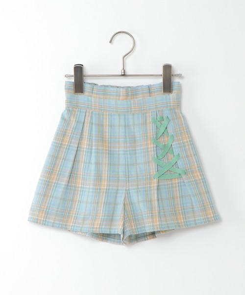 ikka（イッカ）の「レースアップチェック柄キュロット(100~160cm)（その他パンツ・キッズ・ライトグレー/パープル/ダークグレー/グリーン・160/100/110/120/130/140/150）」の3枚目の写真