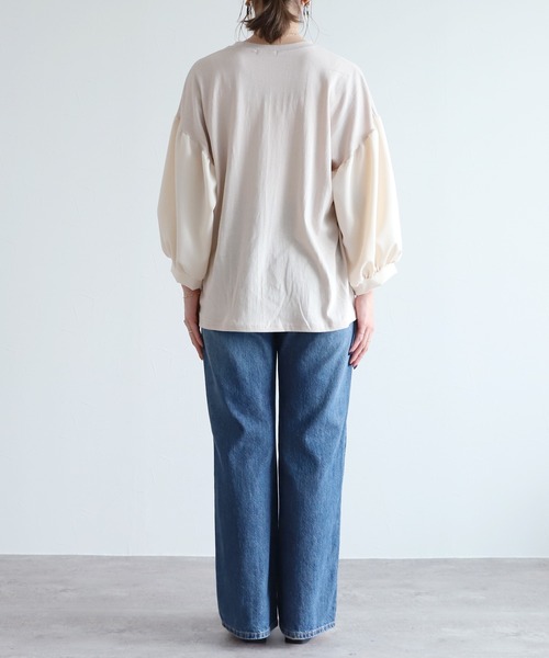 reca(レカ)の「異素材ドッキングボリュームスリーブカットソー(Tシャツ/カットソー・レディース・グレイッシュブルー/ベージュ/ブラック・FREE)」の22枚目の写真