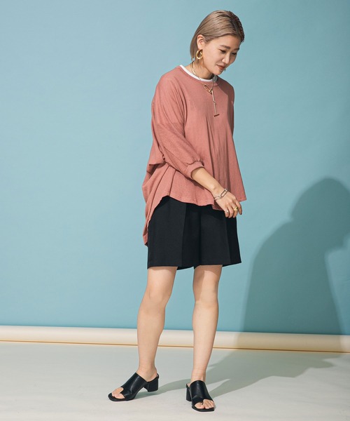 bohmal（ボマール）の「タックセンタープレスショートパンツ（その他パンツ・レディース・ベージュ/ブラック・MEDIUM）」の17枚目の写真