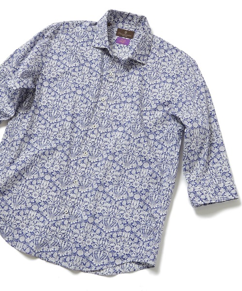 MEN'S BIGI（メンズビギ）の「＜LIBERTY/リバティー＞フラワープリント七分袖シャツ　made in japan（シャツ/ブラウス・メンズ・ブルー/ピンク・02/04/03/01）」の2枚目の写真