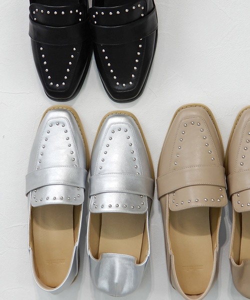 minia(ミニア)の「スタッズローファー/かかとが踏めるバブーシュ ◇(ローファー・レディース・ブラック/ベージュ/シルバー・LL/S/M/L)」の20枚目の写真