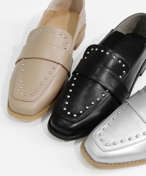 minia(ミニア)の「スタッズローファー/かかとが踏めるバブーシュ ◇(ローファー・レディース・ブラック/ベージュ/シルバー・LL/S/M/L)」の12枚目の写真