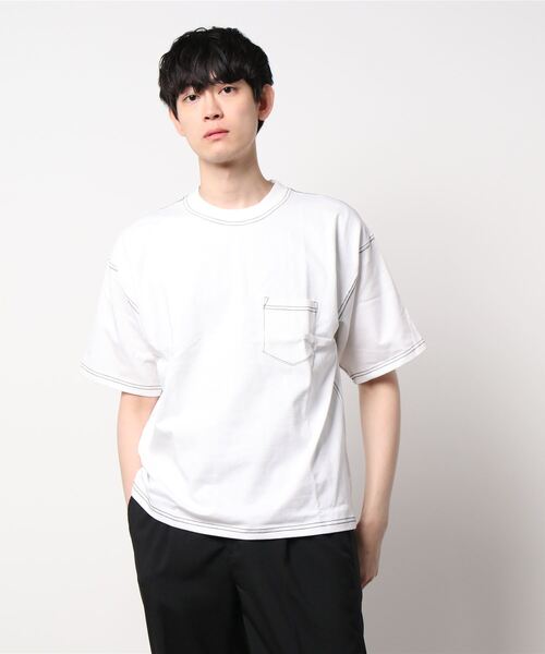 STYLEBLOCK(スタイルブロック)の「ヘビーウエイトポケット付ビッグTシャツ(Tシャツ/カットソー・メンズ・ホワイト/ブラック/ベージュ/カーキ/ミント/ホワイト×ブラック/グリーン系その他/ベージュ系その他/ブラック×ホワイト/パープル系その他・LL/M/L)」の3枚目の写真