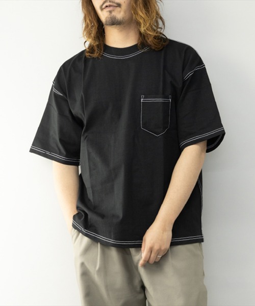 STYLEBLOCK(スタイルブロック)の「ヘビーウエイトポケット付ビッグTシャツ(Tシャツ/カットソー・メンズ・ホワイト/ブラック/ベージュ/カーキ/ミント/ホワイト×ブラック/グリーン系その他/ベージュ系その他/ブラック×ホワイト/パープル系その他・LL/M/L)」の5枚目の写真