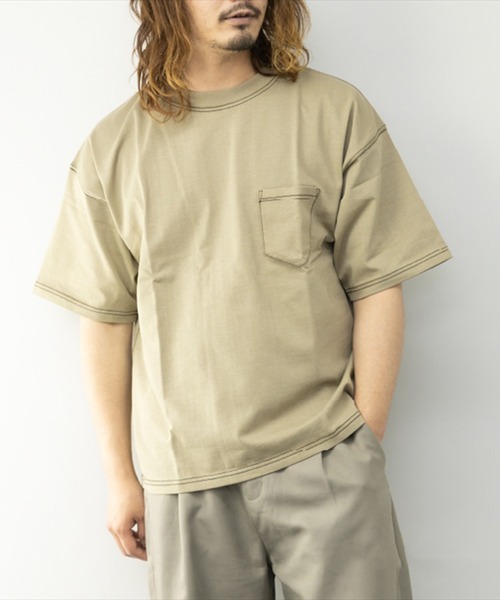 STYLEBLOCK(スタイルブロック)の「ヘビーウエイトポケット付ビッグTシャツ(Tシャツ/カットソー・メンズ・ホワイト/ブラック/ベージュ/カーキ/ミント/ホワイト×ブラック/グリーン系その他/ベージュ系その他/ブラック×ホワイト/パープル系その他・LL/M/L)」の7枚目の写真
