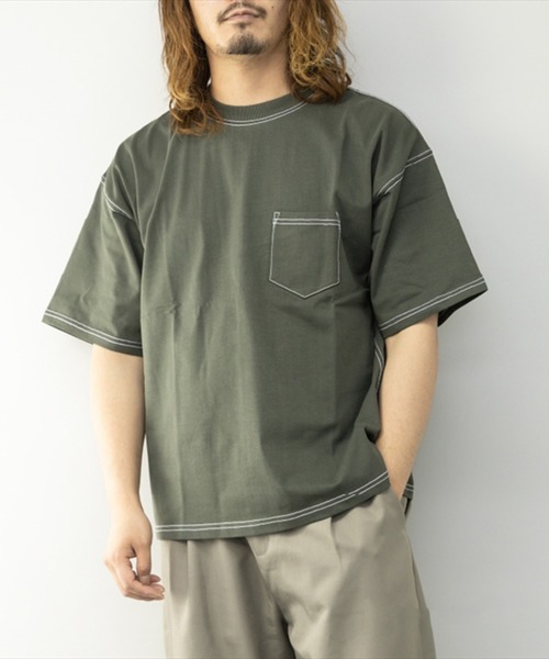 STYLEBLOCK(スタイルブロック)の「ヘビーウエイトポケット付ビッグTシャツ(Tシャツ/カットソー・メンズ・ホワイト/ブラック/ベージュ/カーキ/ミント/ホワイト×ブラック/グリーン系その他/ベージュ系その他/ブラック×ホワイト/パープル系その他・LL/M/L)」の10枚目の写真