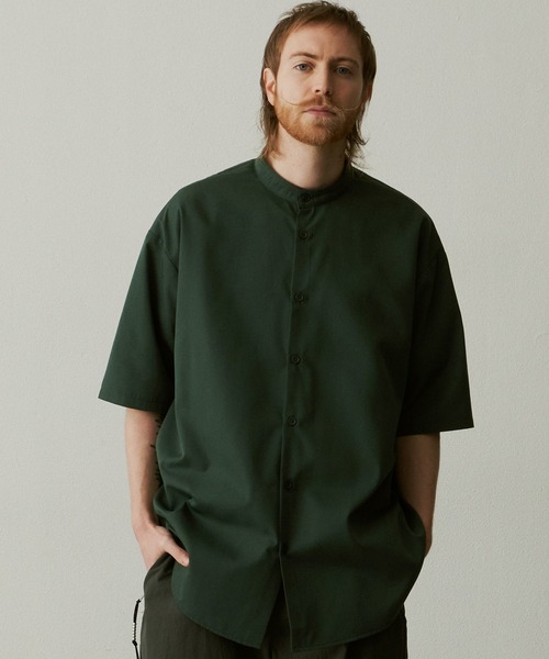 UNSELDs（アンセルズ）の「【UNSELDs アンセルズ】バンドカラー ハーフスリーブシャツ（シャツ/ブラウス・メンズ・イエロー/ブラック/ダークグリーン・M/L）」の3枚目の写真