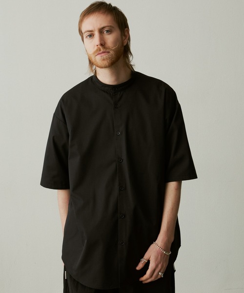 UNSELDs（アンセルズ）の「【UNSELDs アンセルズ】バンドカラー ハーフスリーブシャツ（シャツ/ブラウス・メンズ・イエロー/ブラック/ダークグリーン・M/L）」の9枚目の写真