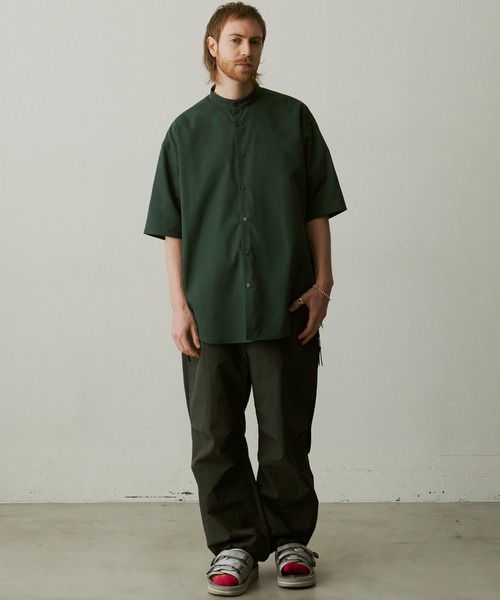 UNSELDs（アンセルズ）の「【UNSELDs アンセルズ】バンドカラー ハーフスリーブシャツ（シャツ/ブラウス・メンズ・イエロー/ブラック/ダークグリーン・M/L）」の22枚目の写真