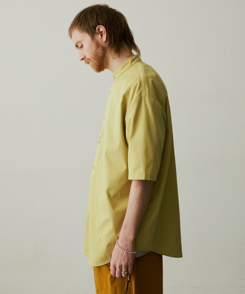 UNSELDs（アンセルズ）の「【UNSELDs アンセルズ】バンドカラー ハーフスリーブシャツ（シャツ/ブラウス・メンズ・イエロー/ブラック/ダークグリーン・M/L）」の4枚目の写真