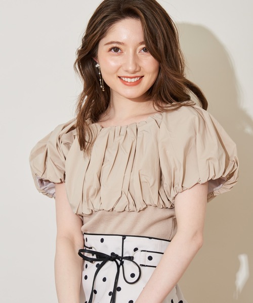 NOELA（ノエラ）の「ボリュームカラードッキングニット（ニット/セーター・レディース・ブラック/ベージュ/オフホワイト・フリー）」の13枚目の写真