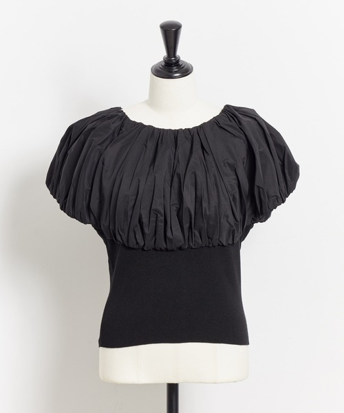 NOELA（ノエラ）の「ボリュームカラードッキングニット（ニット/セーター・レディース・ブラック/ベージュ/オフホワイト・フリー）」の5枚目の写真