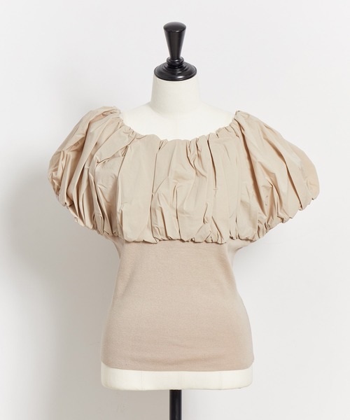 NOELA（ノエラ）の「ボリュームカラードッキングニット（ニット/セーター・レディース・ブラック/ベージュ/オフホワイト・フリー）」の20枚目の写真