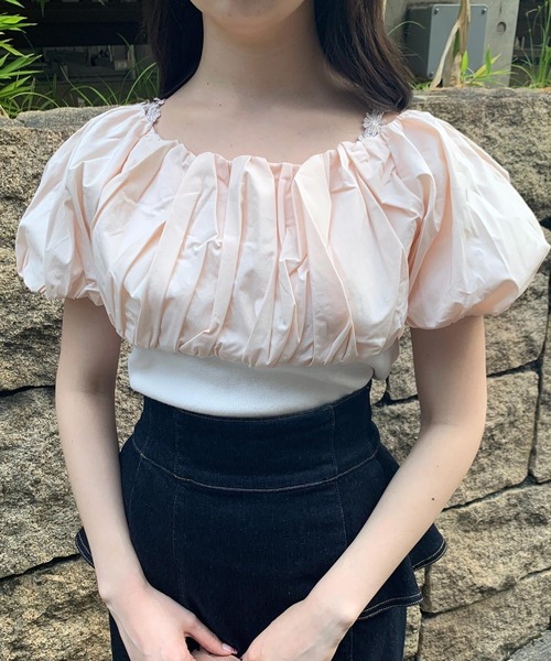 NOELA（ノエラ）の「ボリュームカラードッキングニット（ニット/セーター・レディース・ブラック/ベージュ/オフホワイト・フリー）」の21枚目の写真