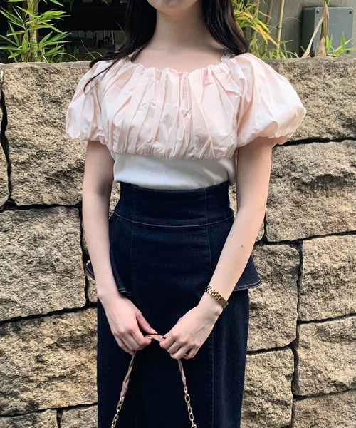 NOELA（ノエラ）の「ボリュームカラードッキングニット（ニット/セーター・レディース・ブラック/ベージュ/オフホワイト・フリー）」の22枚目の写真