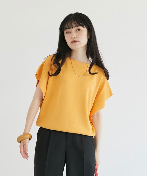 美品 ADORE アドーア コットン フレンチスリーブ プルオーバーニット セール】 クールコットンフレアーニットプルオーバー （ニット
