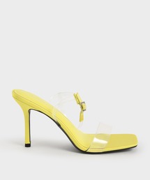 クリアストラップ スティレットヒールミュール / Clear Strap Stiletto Heel Mules