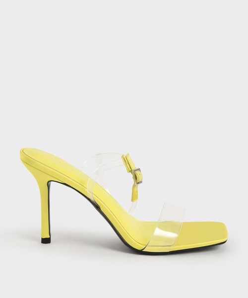 CHARLES & KEITH(チャールズ & キース)の「クリアストラップ スティレットヒールミュール / Clear Strap Stiletto Heel Mules(サンダル・レディース・ライム/ベージュ・23cm/25cm/24.5cm/23.5cm/25.5cm/22.5cm)」の1枚目の写真