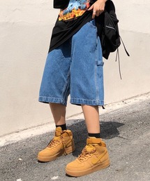 ARULE | A'GEM/9 × .kom『ARULE/アルール』ワイドシルエット ハーフレングス デニムワークパンツ(デニムパンツ)