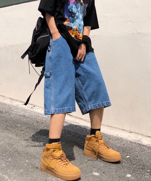 ARULE（アルール）の「A'GEM/9 × .kom『ARULE/アルール』ワイドシルエット ハーフレングス デニムワークパンツ（デニムパンツ・レディース・ブルー・M/L）」の6枚目の写真