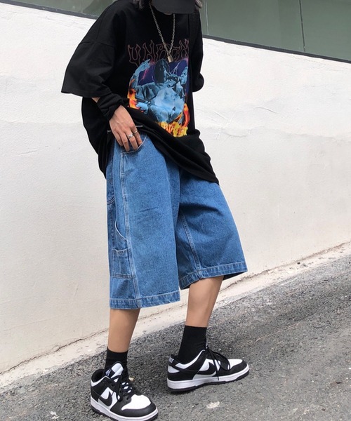 ARULE（アルール）の「A'GEM/9 × .kom『ARULE/アルール』ワイドシルエット ハーフレングス デニムワークパンツ（デニムパンツ・レディース・ブルー・M/L）」の8枚目の写真