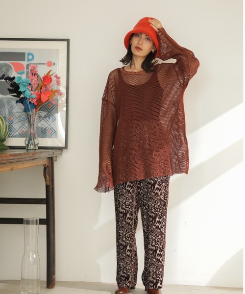 CREOLME（クレオルム）の「(CREOLME)ベロアオパールパンツ（その他パンツ・レディース・ブラウン/イエロー・ONE SIZE）」の7枚目の写真