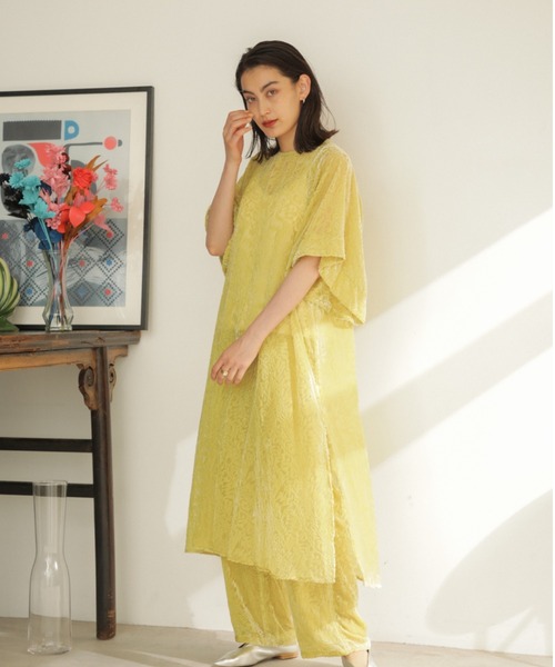 CREOLME（クレオルム）の「(CREOLME)ベロアオパールパンツ（その他パンツ・レディース・ブラウン/イエロー・ONE SIZE）」の5枚目の写真