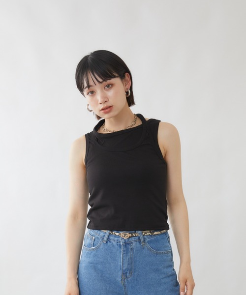 mebole(メボレ)の「ホルターネックレイヤードタンクトップ(タンクトップ・レディース・グレー/ホワイト/ブラック・FREE)」の13枚目の写真