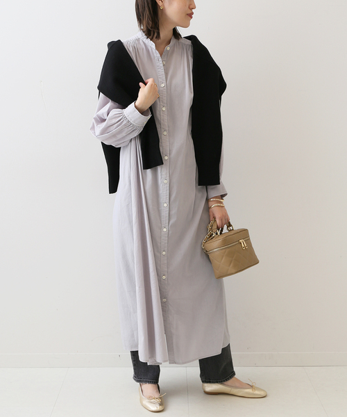 SLOBE IENA(スローブイエナ)の「2wayボウタイシャツワンピース(シャツワンピース・レディース・グレー系その他/ネイビー・FREE)」の14枚目の写真