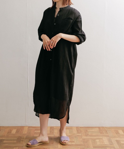 ワンピース mizuiro ind crape stand collar one-piece セール】mizuiro ind crape stand collar one-piece（ワンピース