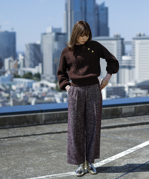 【洗える】メタル釦ケーブルニット【sustainable】