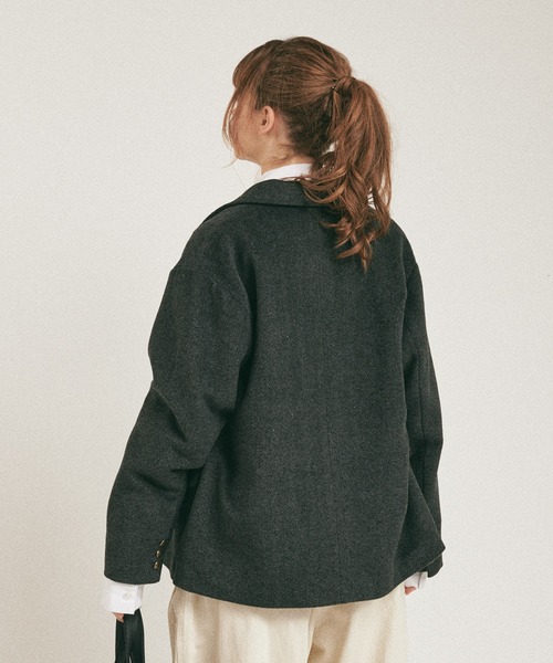 MUHET（ミュエータ）の「【セットアップ可能】ダブルブレザージャケット（テーラードジャケット・レディース・チャコールグレー/ベージュ/ブラウン・MEDIUM/X-LARGE）」の10枚目の写真