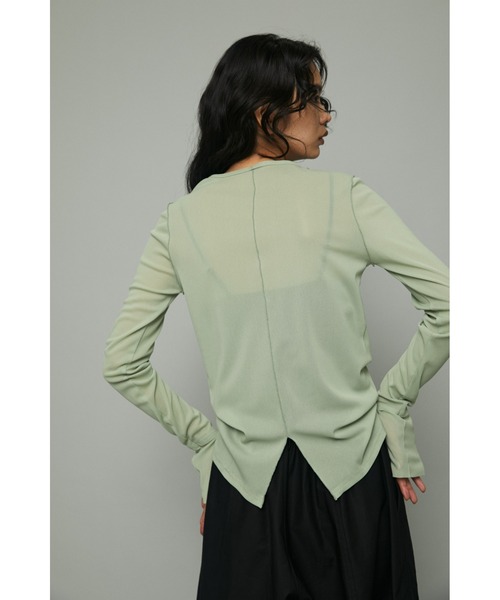 HeRIN.CYE（ヘリンドットサイ）の「Crew neck mesh inner tops（Tシャツ/カットソー・レディース・ライトブルー/ピンク/ライトグリーン/マルチ/ネイビー系1/グレー系1/ベージュ/ブラック・FREE）」の4枚目の写真