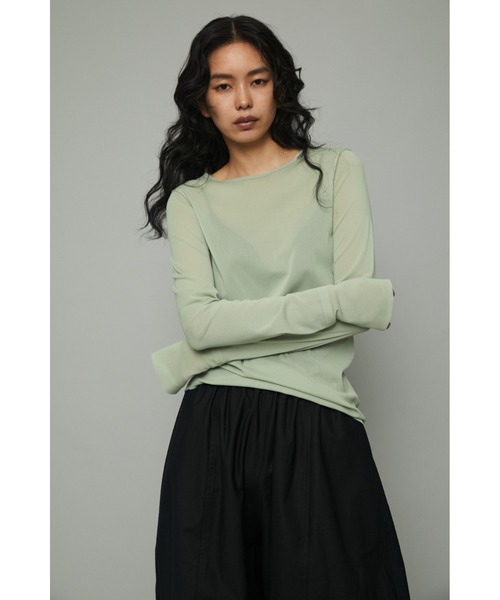 HeRIN.CYE（ヘリンドットサイ）の「Crew neck mesh inner tops（Tシャツ/カットソー・レディース・ライトブルー/ピンク/ライトグリーン/マルチ/ネイビー系1/グレー系1/ベージュ/ブラック・FREE）」の13枚目の写真
