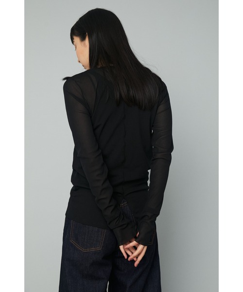 HeRIN.CYE（ヘリンドットサイ）の「Crew neck mesh inner tops（Tシャツ/カットソー・レディース・ライトブルー/ピンク/ライトグリーン/マルチ/ネイビー系1/グレー系1/ベージュ/ブラック・FREE）」の22枚目の写真