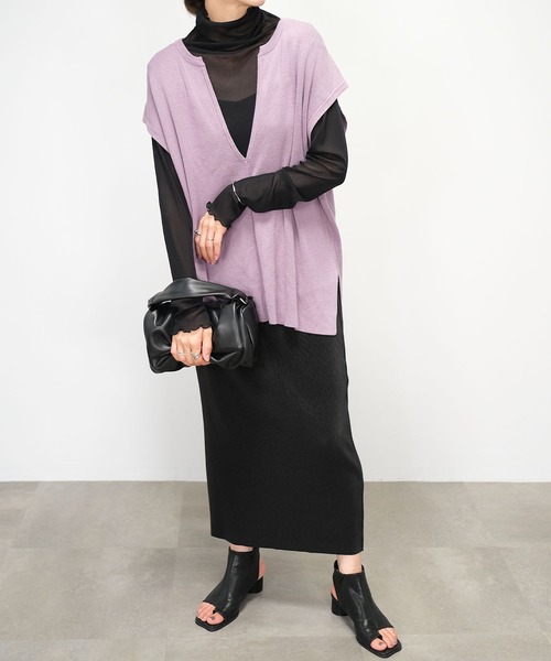 ＡＮＤＪ（アンドジェイ）の「【2022/AW】メロウシアーハイネックトップス（Tシャツ/カットソー・レディース・オレンジ/ベージュ系その他/ブラック/イエロー・M）」の5枚目の写真