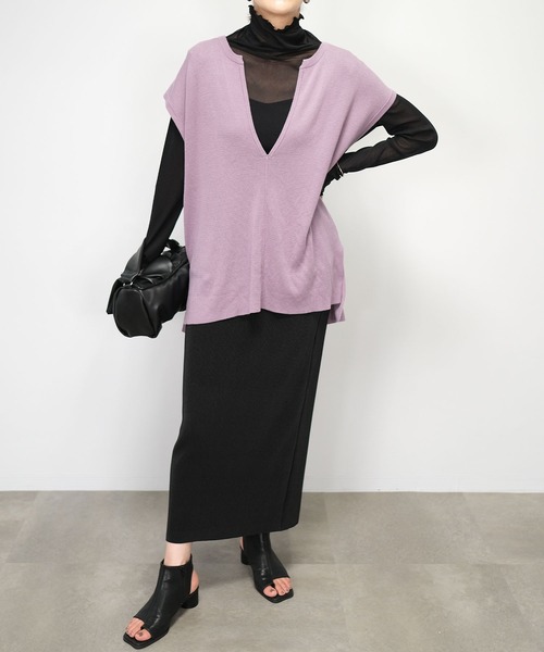 ＡＮＤＪ（アンドジェイ）の「【2022/AW】メロウシアーハイネックトップス（Tシャツ/カットソー・レディース・オレンジ/ベージュ系その他/ブラック/イエロー・M）」の6枚目の写真