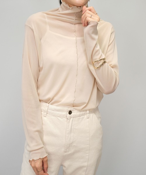 ＡＮＤＪ（アンドジェイ）の「【2022/AW】メロウシアーハイネックトップス（Tシャツ/カットソー・レディース・オレンジ/ベージュ系その他/ブラック/イエロー・M）」の14枚目の写真