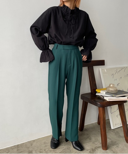 LOWRYS FARM(ローリーズファーム)の「スタンドフリルブラウス 344684(シャツ/ブラウス・レディース・ホワイト/ホワイト系その他/ブラック/イエロー・FREE)」の8枚目の写真