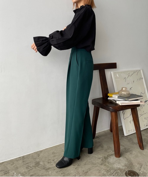 LOWRYS FARM(ローリーズファーム)の「スタンドフリルブラウス 344684(シャツ/ブラウス・レディース・ホワイト/ホワイト系その他/ブラック/イエロー・FREE)」の9枚目の写真