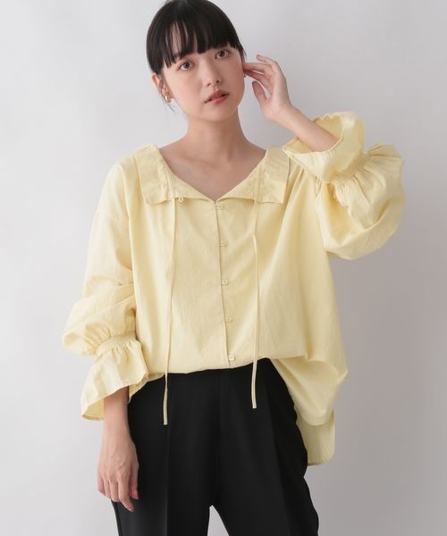 LOWRYS FARM(ローリーズファーム)の「スタンドフリルブラウス 344684(シャツ/ブラウス・レディース・ホワイト/ホワイト系その他/ブラック/イエロー・FREE)」の14枚目の写真