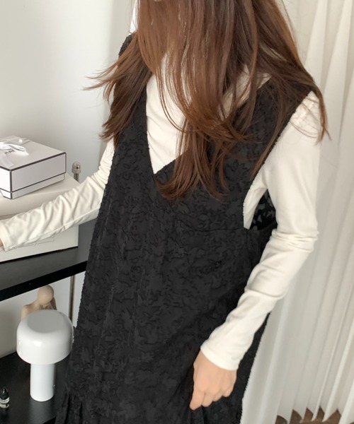 ABITOKYO（アビトーキョー）の「バックリボンシアージャガードロングワンピース（裏地付）（ワンピース・レディース・ホワイト/ベージュ/ピンク/ブルー/ブラック/ネイビー/グリーン・M/L）」の14枚目の写真