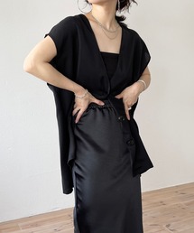 over size satin like vest / オーバーサイズサテンライクベスト
